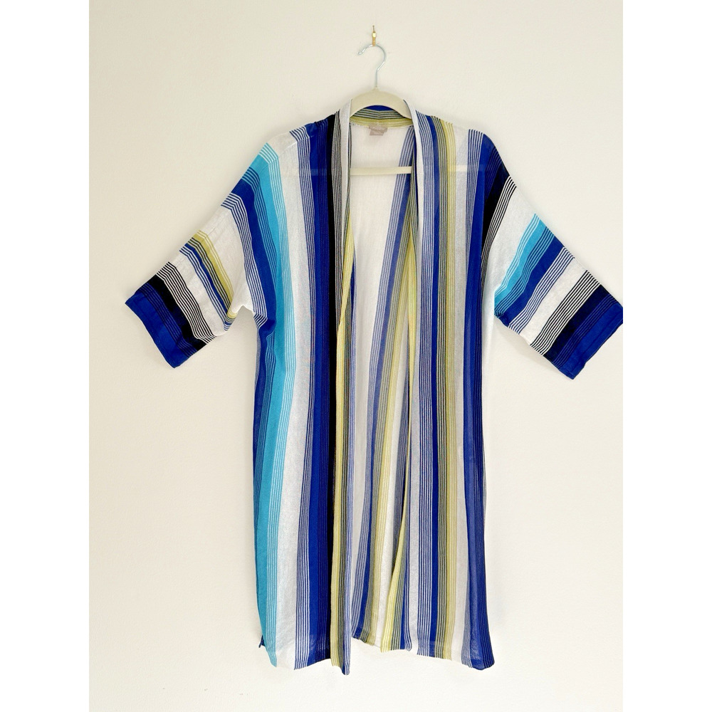 CHICO'S Stripe Open Front Cardigan Sweater Top‎ Size 2 US Large